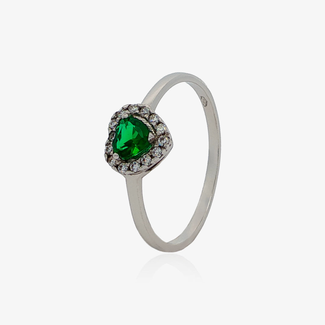 Anillo corazón esmeralda