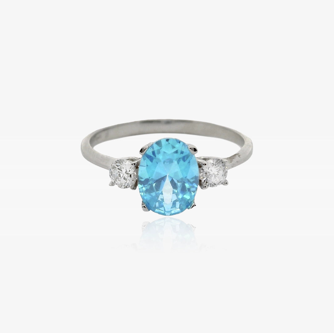Anillo Trio Aguamarina