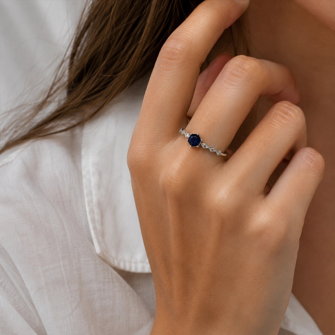 Anillo Diamante y Zafiro