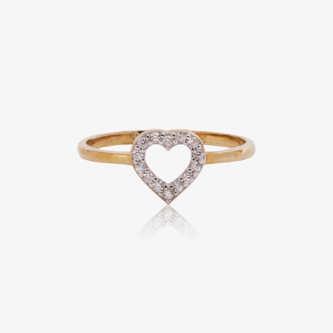 Heart ring with zircons