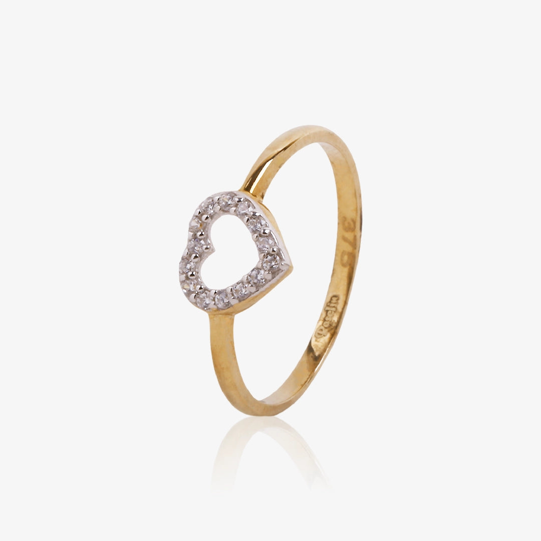 Heart ring with zircons