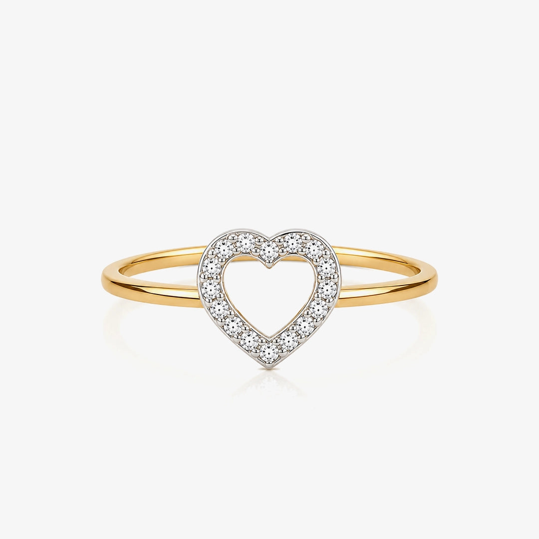 Heart ring with zircons