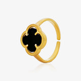 Onyx Clover Ring