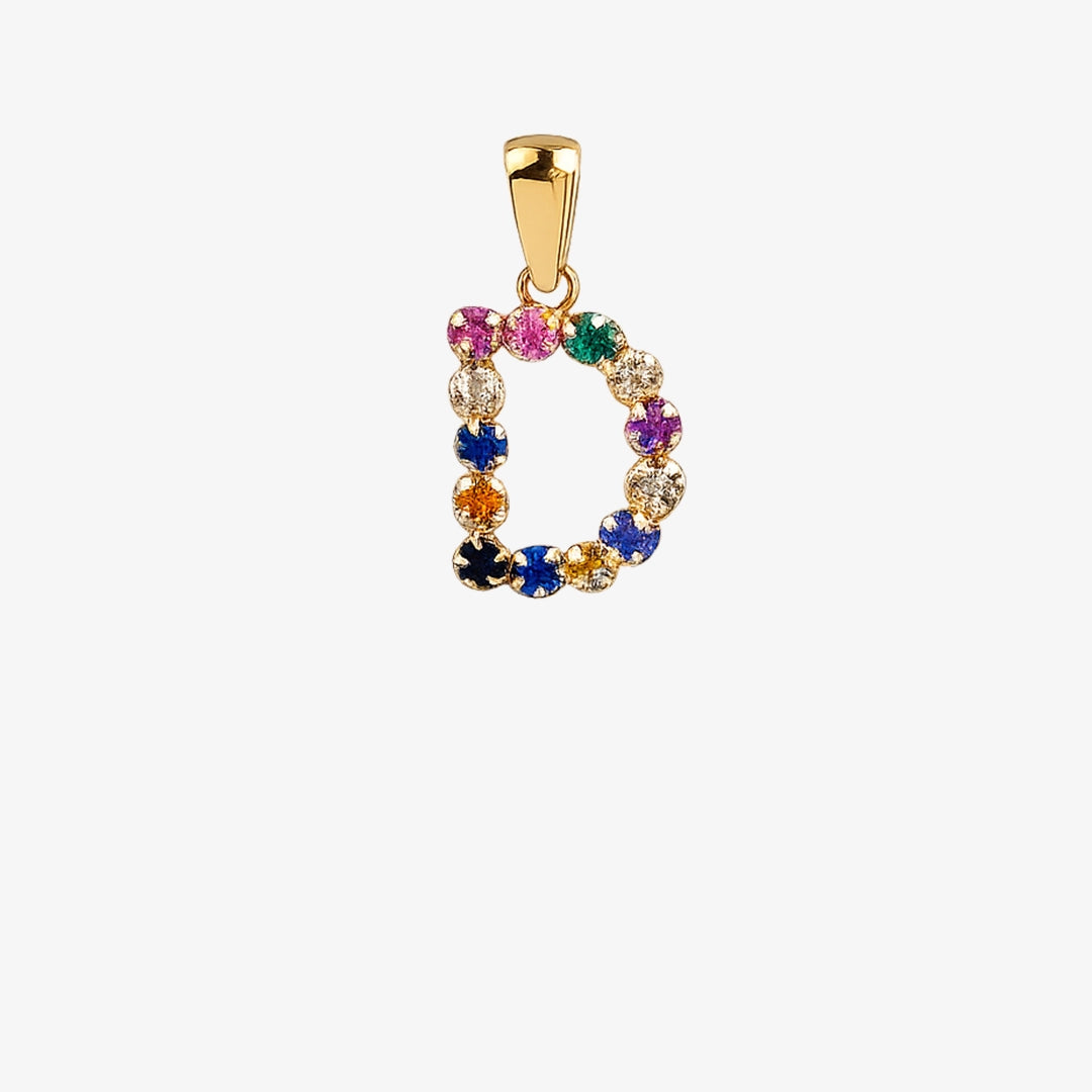 Multicolor initial pendant