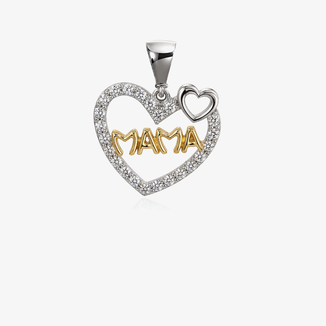 Heart pendant with zircons for mom