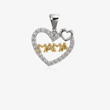 Heart pendant with zircons for mom