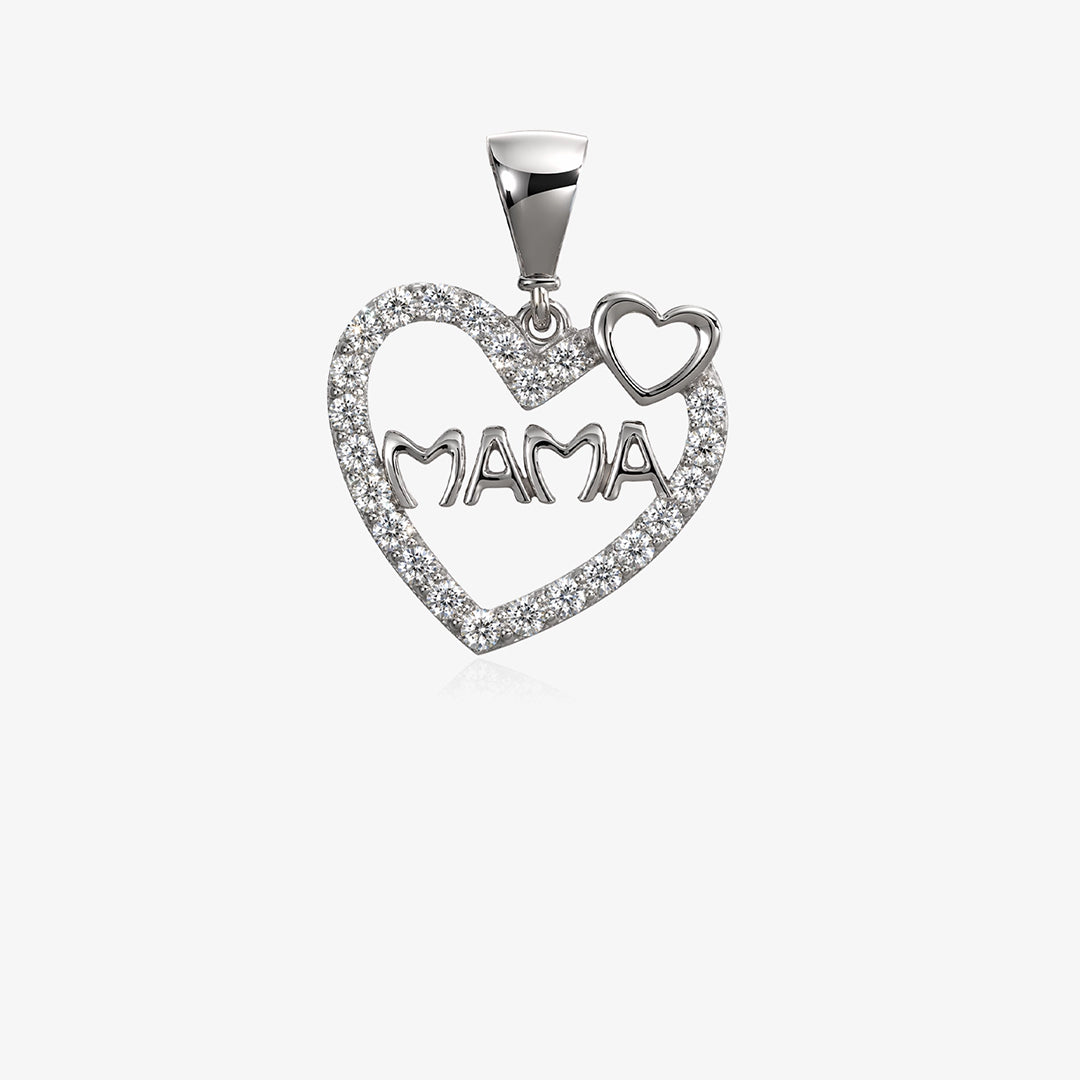 Heart pendant with zircons for mom