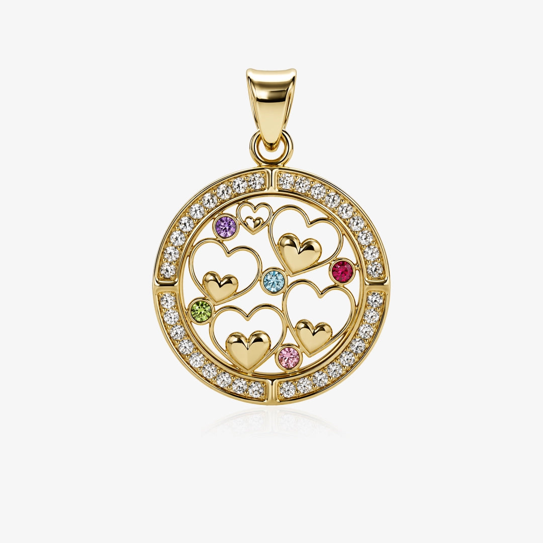 Hearts and zircons pendant