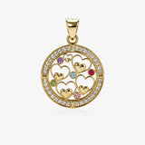Hearts and zircons pendant