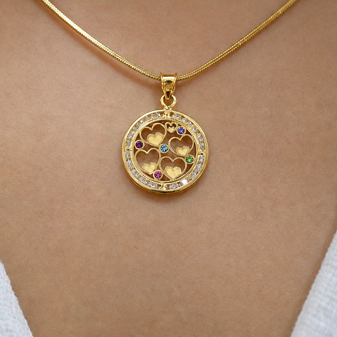 Hearts and zircons pendant