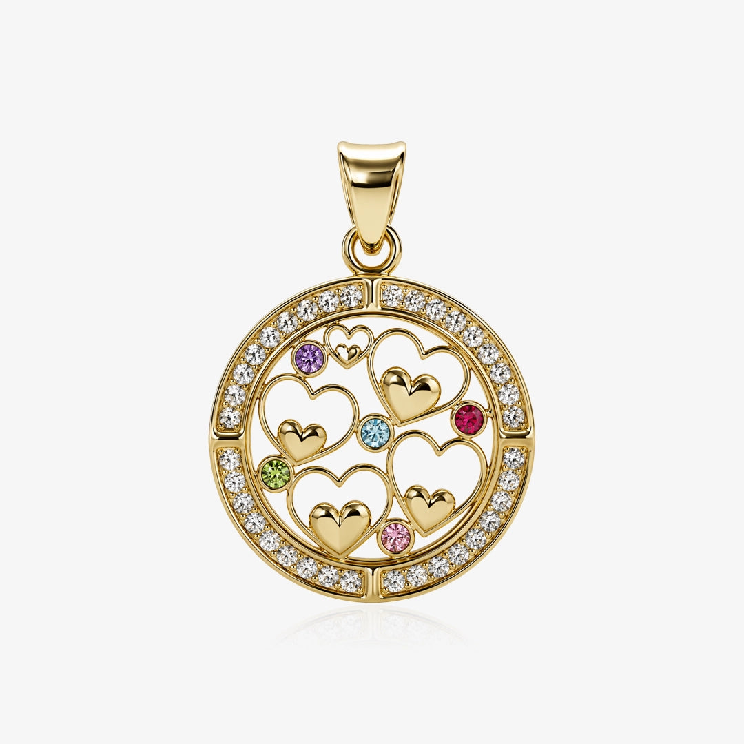 Hearts and zircons pendant