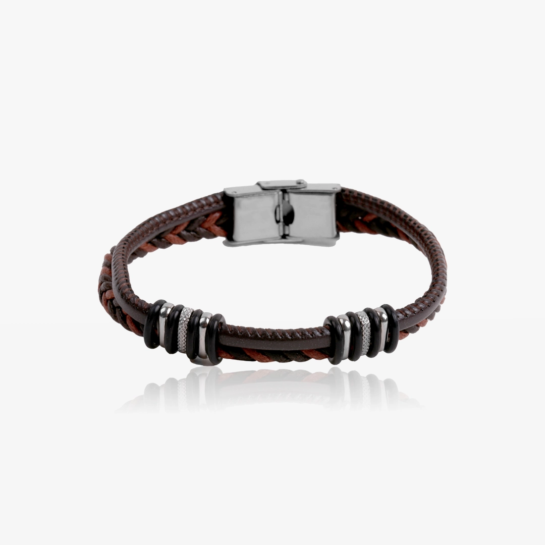 Steel Leather Bracelet