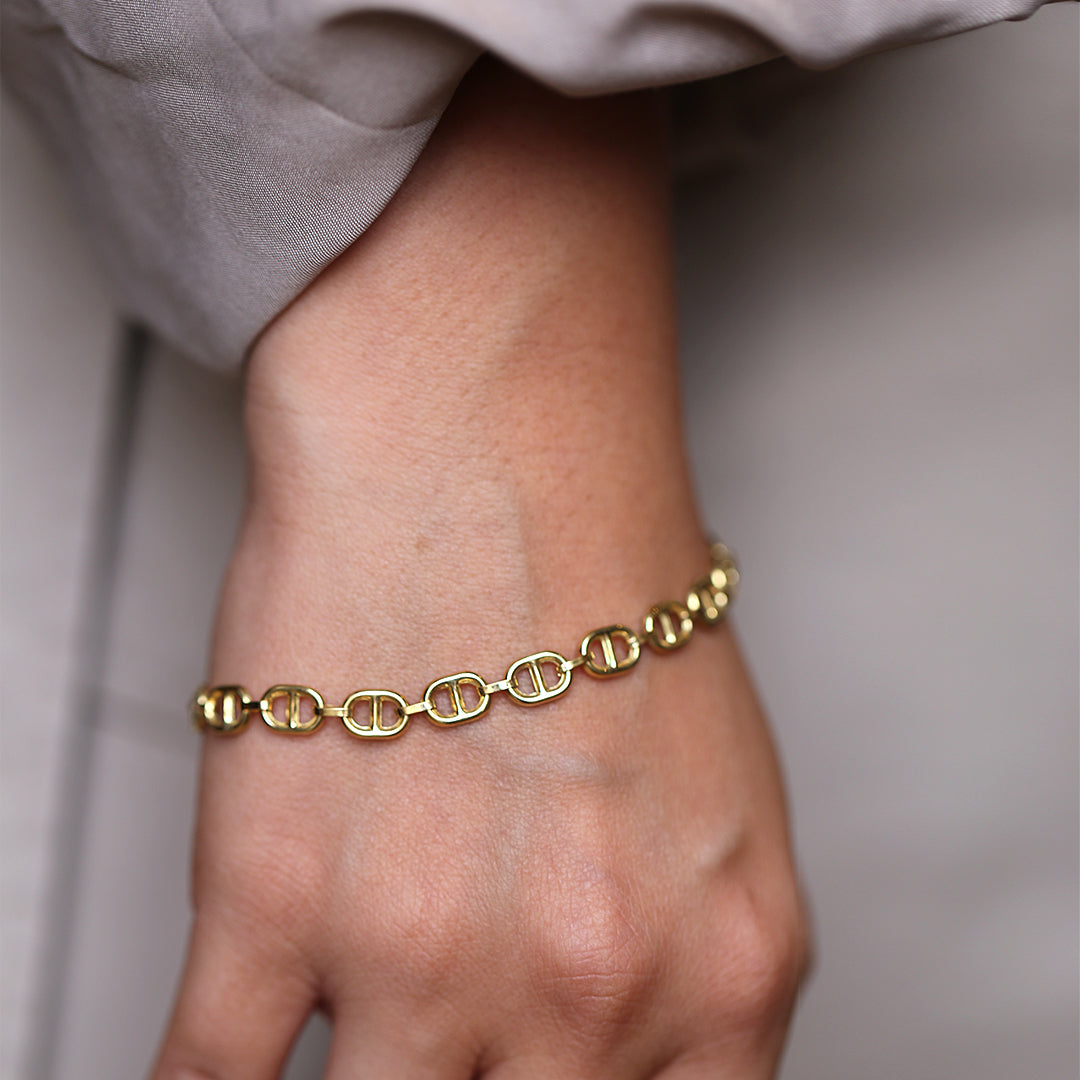Smooth Gold Bracelet Crossbones 19 Cm
