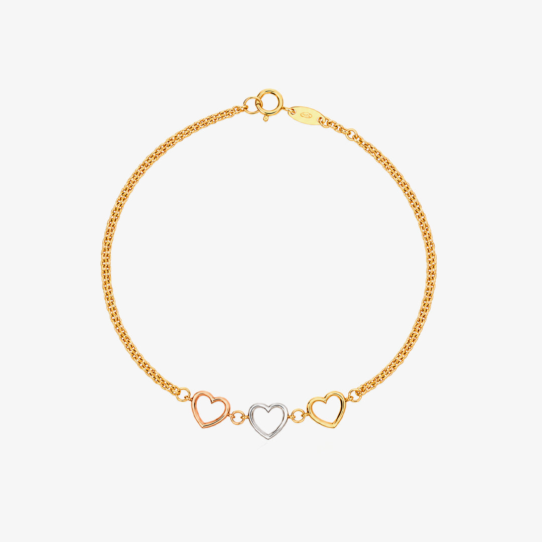 Pulsera corazones tricolor