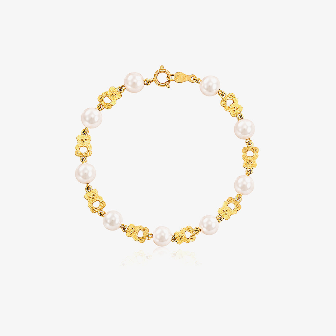 Gold Bracelet with Pearls and Bears