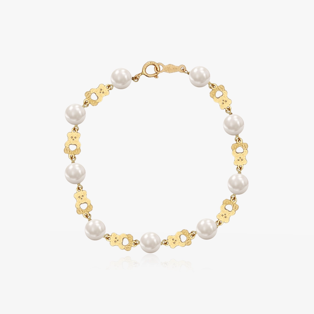 Pulsera Oro Perlas y Osos