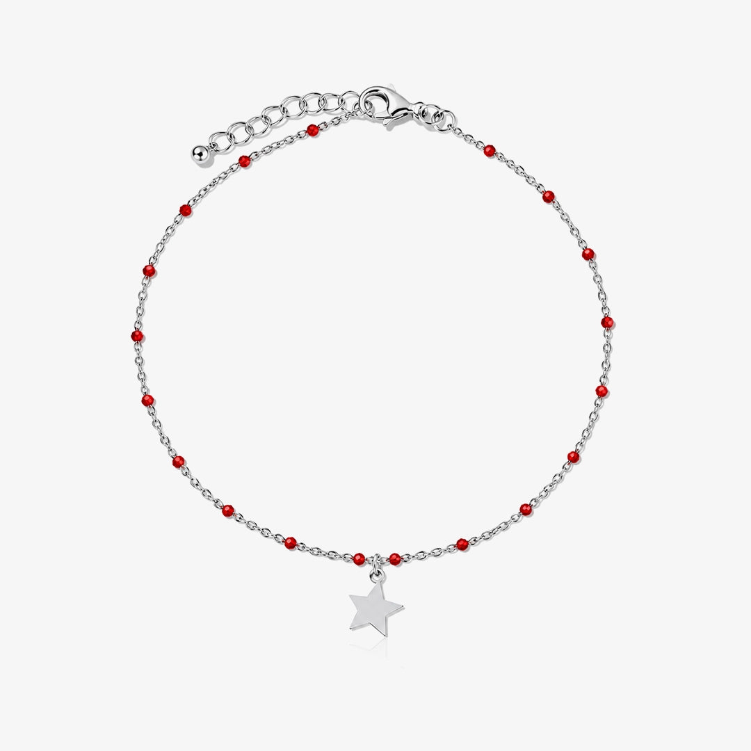 Tobillera Coral Estrella Plata ley