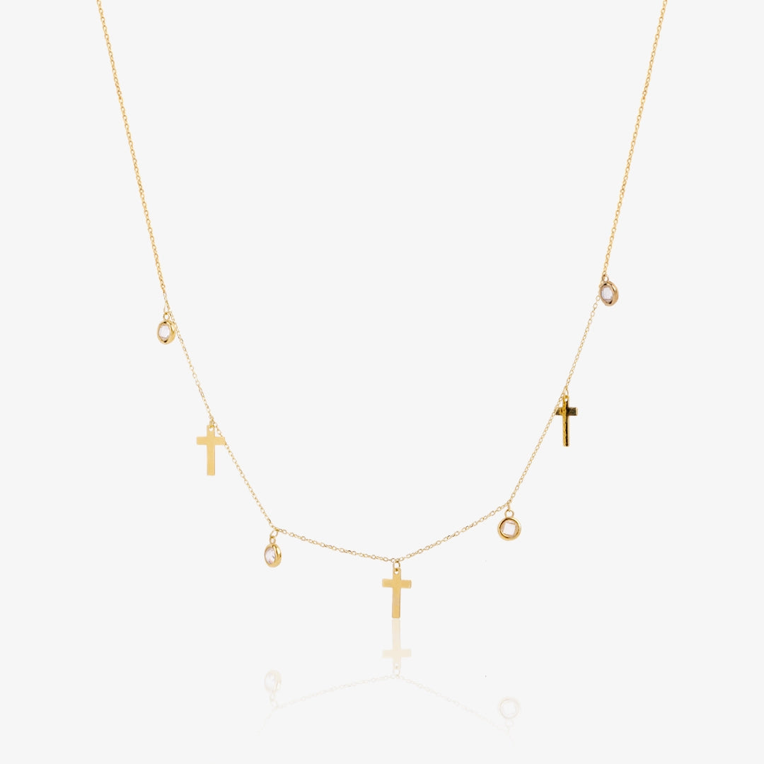 Cross and chaton necklace