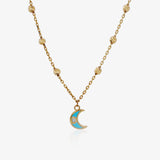 Enameled Moon Necklace