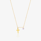 Mini cross and zirconia necklace.