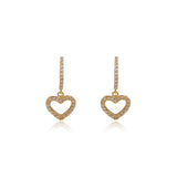 Pares Oro Presion Piedras Medio Aro Corazon