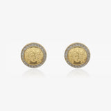 Pares Oro Presion Bicolor Medusa Greca 12 Mm