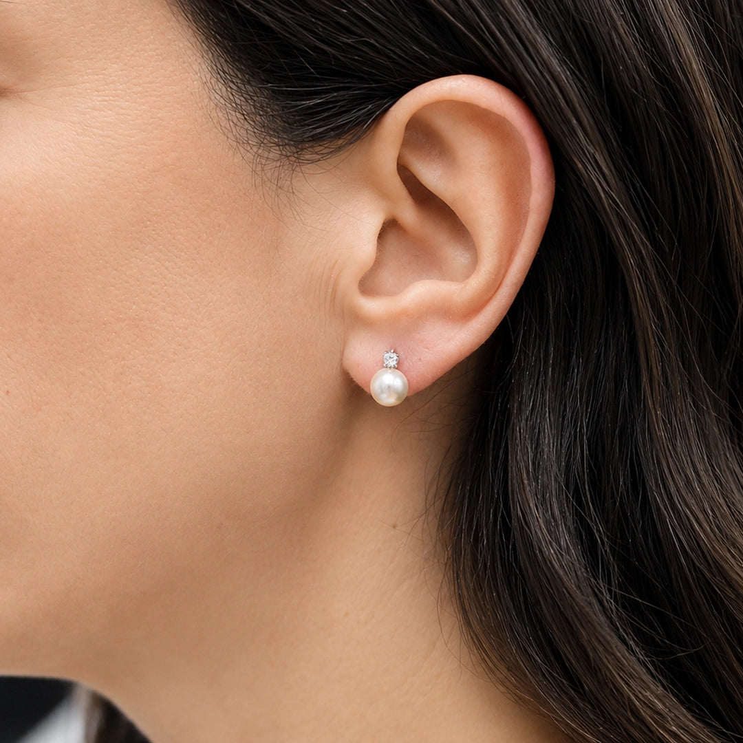 Pearl and Diamond Earrings