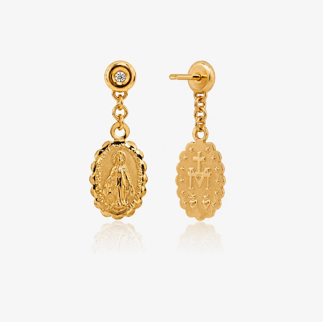 Pendientes V.Milagrosa con diamante