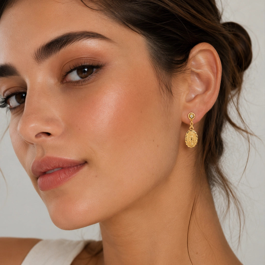 Pendientes V.Milagrosa con diamante