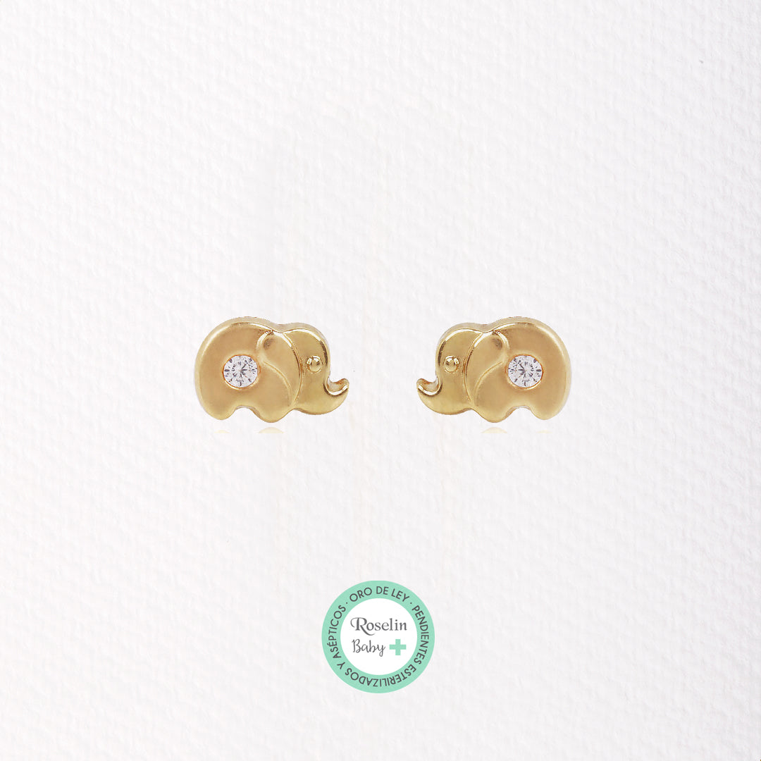 Baby+ Elephant and Zirconia Earrings