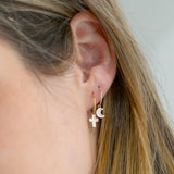 Mother of Pearl Moon Hoop Earrings