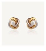 Pares Oro9 Presion Perlas Bicolor Nudos