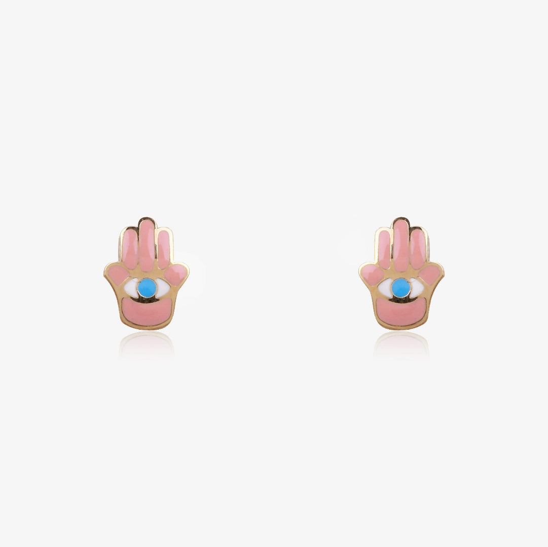 Hand Eye Enamel Earrings