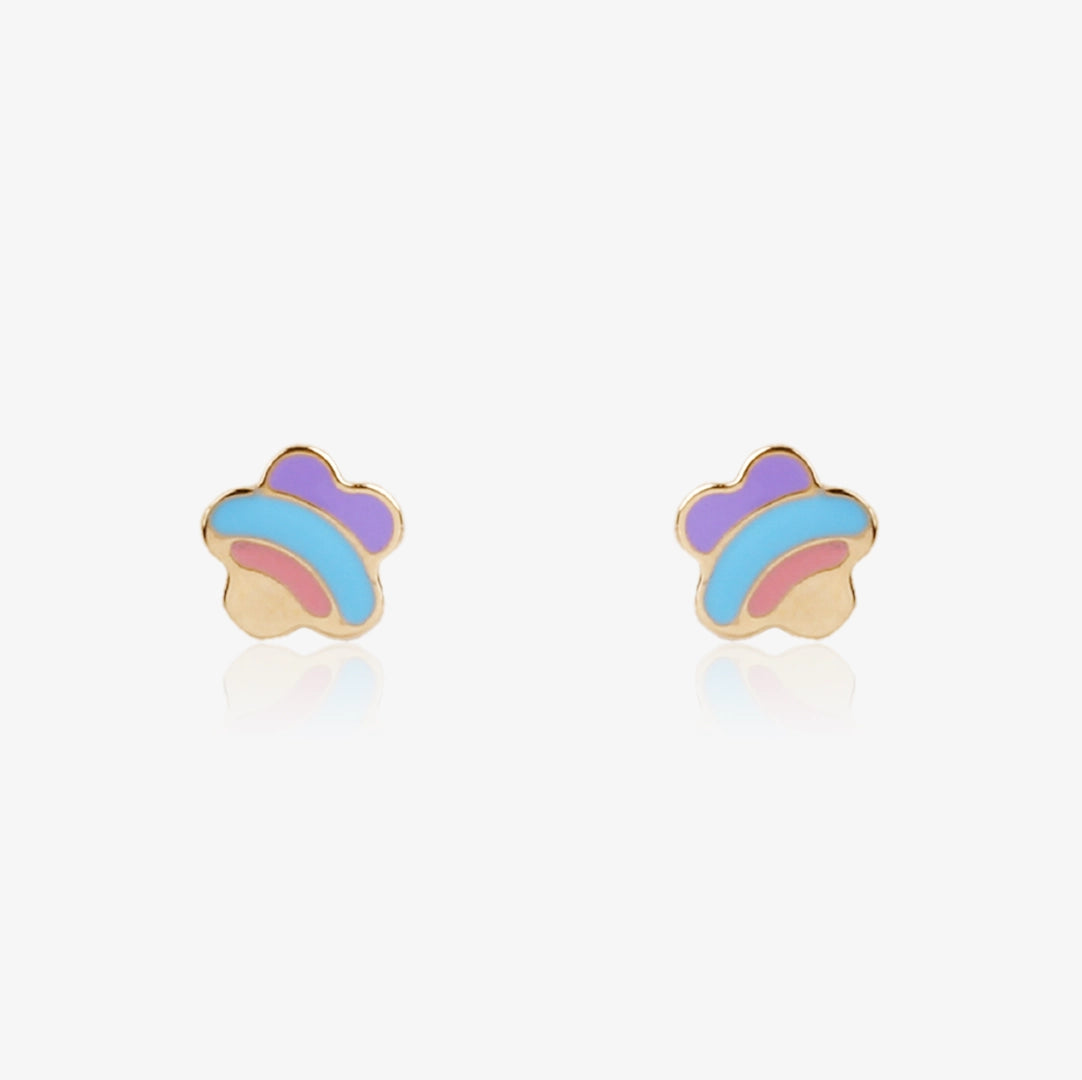 Rainbow flower earrings