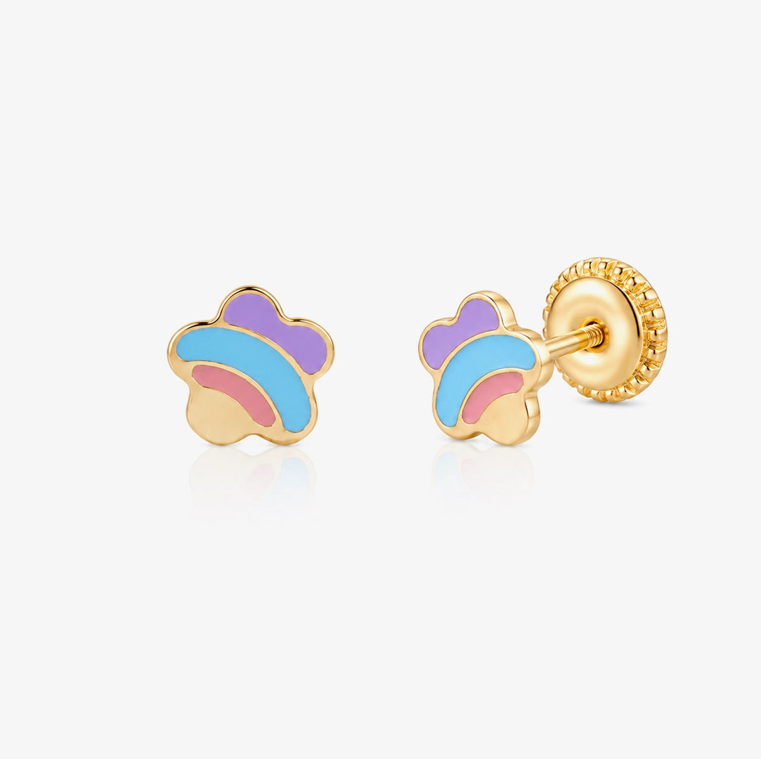 Rainbow flower earrings