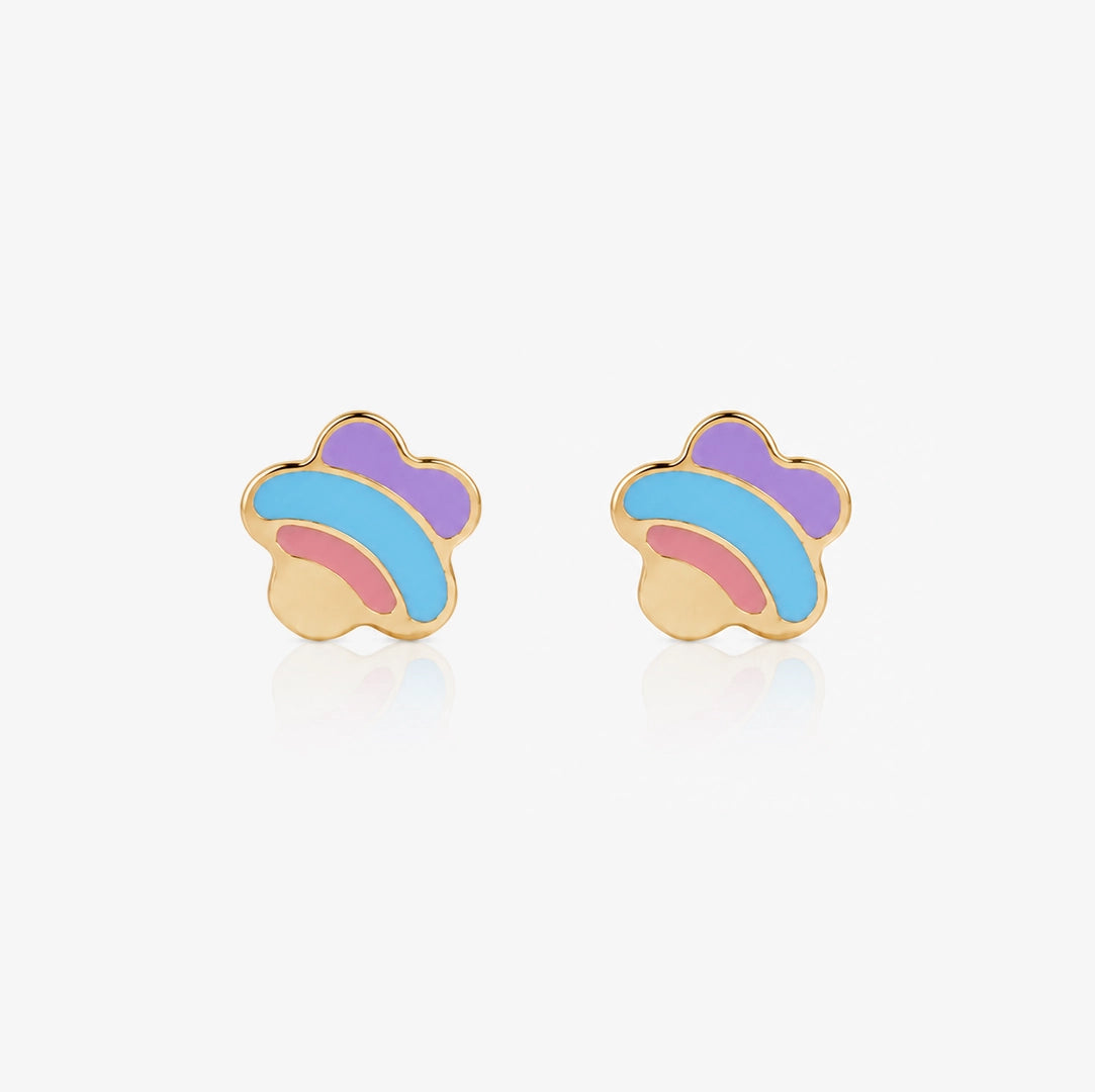 Rainbow flower earrings