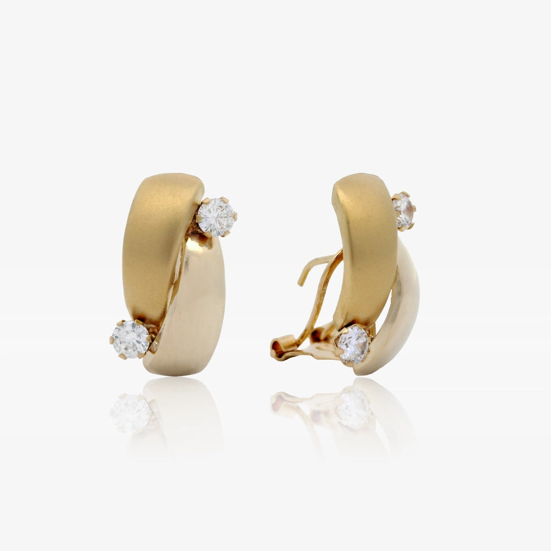 Double Band Stone Earrings