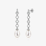 Long Pearl Stone Earrings