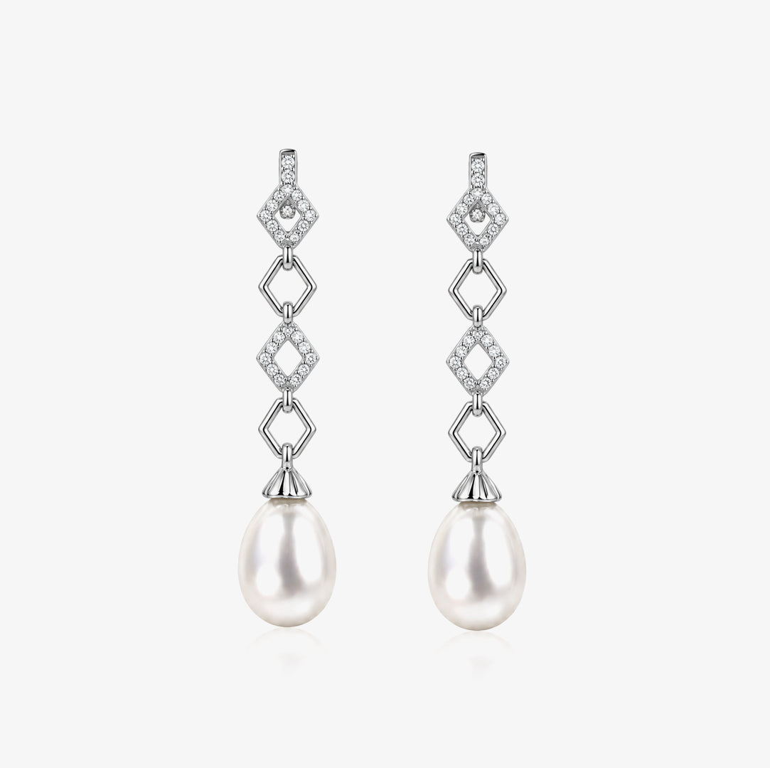 Long Pearl Stone Earrings