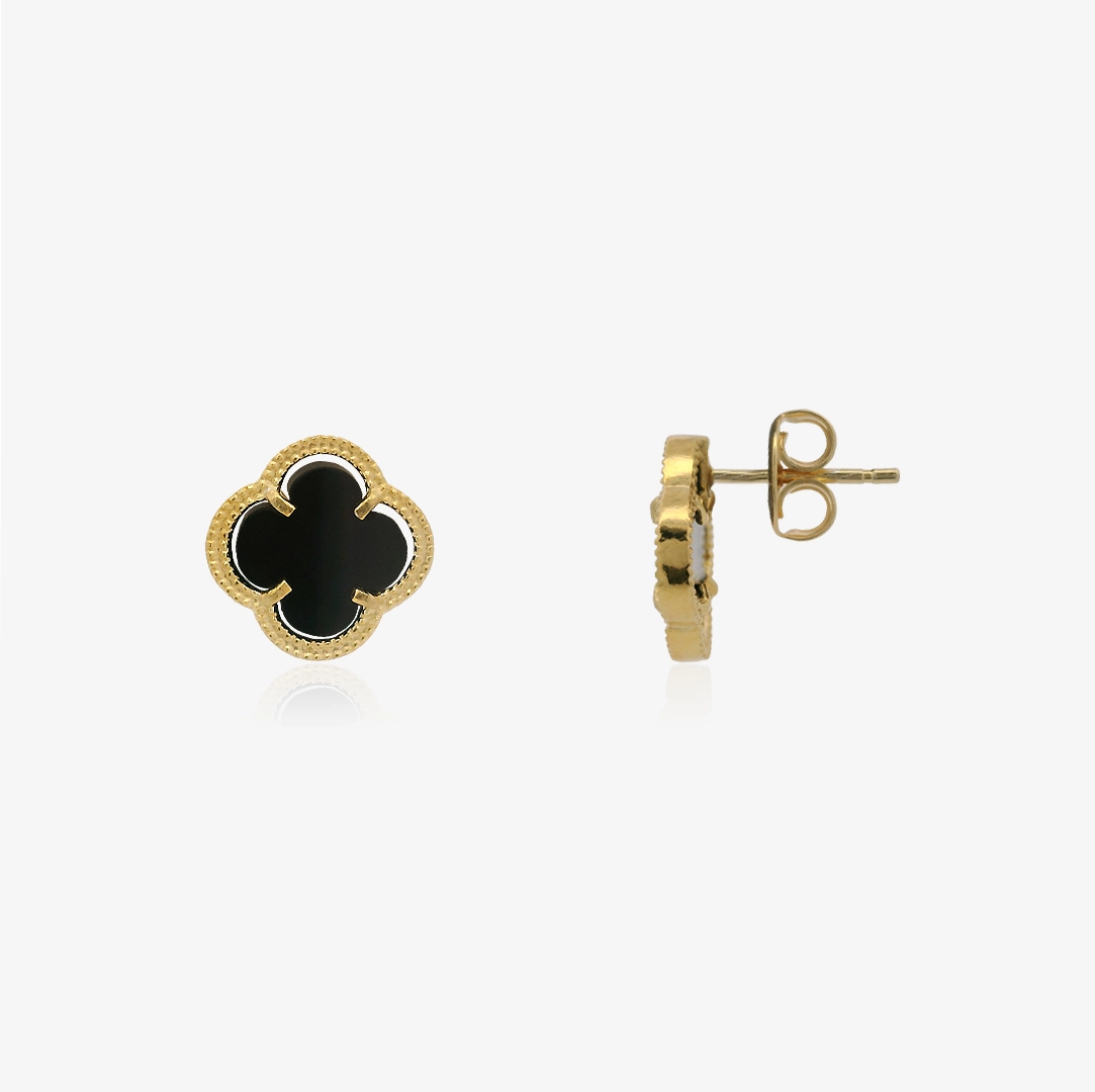Onyx Clover Earrings