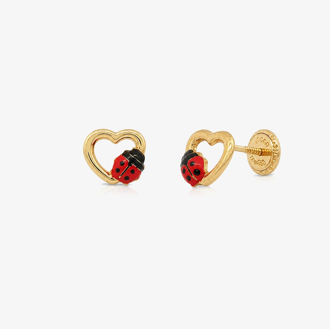 Pendientes Mariquita corazón